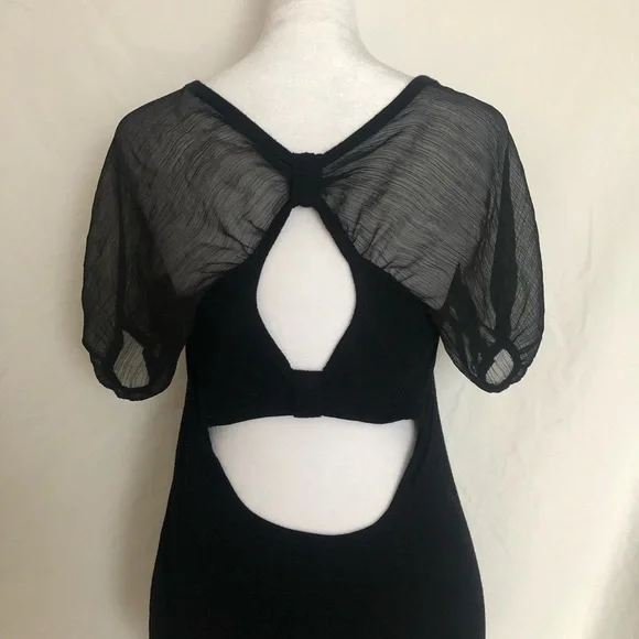 Guess Black Knit Top with Puff Sleeves and Stud Accents - Picture 2 of 5